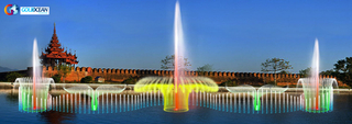 Lake Floating 70*12m Music Dancing Fountain with Water Screen